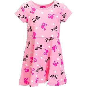 NWT Adorable Soft Pink Barbie Logo Dress Girls Costume +Gift